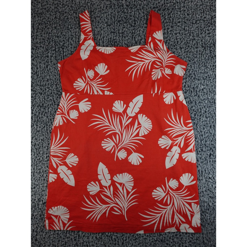 Boden Shift Dress Womens 20/22R Red White Tropical Palm Leaf Cotton Mini
